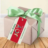 Modern Red Green Joy To The World Merry Christmas Gift Tags