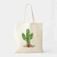 Rustic Desert Cactus Christmas Holiday Tote Bag