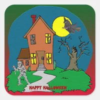 Haunted House, Witch and Mummy Sticker