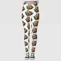 Funny Cute Dreaming Santa Kitty Klaws Leggings