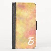 Peach, Coral, Yellow Abstract Bubbles with Initial iPhone XS Wallet Case