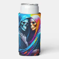 Skeletons Wrapped in a Rainbow Seltzer Can Cooler