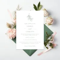 Classic Minimal Sage Green Elegant Wedding Invitation