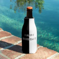 Happy Birthday Retro Op Art Black White Stylish Bottle Cooler