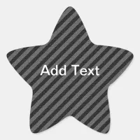 Thin Black Gray Diagonal Stripes Your Text Star Sticker
