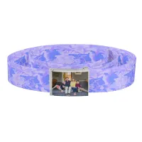 Custom Photot Camouflage Pastel Blue Abstract Belt