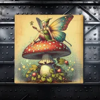 Vintage Fairy on a Retro Mushroom Fairytale Magnet