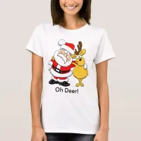 Santa With Deer T-Shirt