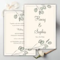 Botanical Eucalyptus Wedding Save the Date Invitation