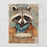 Vintage Raccoon Collage Postcard