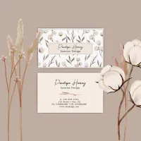 Greenery Watercolor  Pink Blush Interior Design Business Card