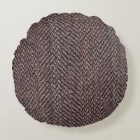 Brown and Blue Tweed Image Round Throw Pillow