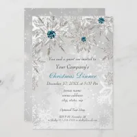 Festive Silver aqua Holiday party Invite