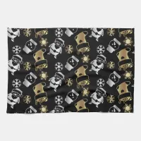 Festive Christmas Faux Gold And Silver Pattern  Kitchen Towel