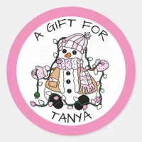 Pink Snowman A Gift For | Christmas Gift Tag