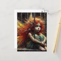 Adorable Little Fairy with Red Hair Postcard