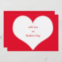 With Love on Mother's Day in Heart Red Background Invitation