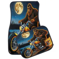 Bigfoot Rides Through the Moonlit Forest on a Bike Car Floor Mat