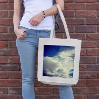 Custom Vintage Style Blue Sky Square Photo Tote Bag