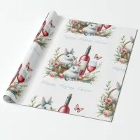 Bunny and wine Wrapping Paper