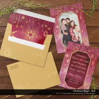 Christmas Magic Red Gold Stars Holiday A7/5"x7" Envelope