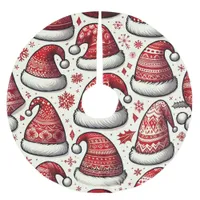 Seamless pattern Christmas hats  Brushed Polyester Tree Skirt