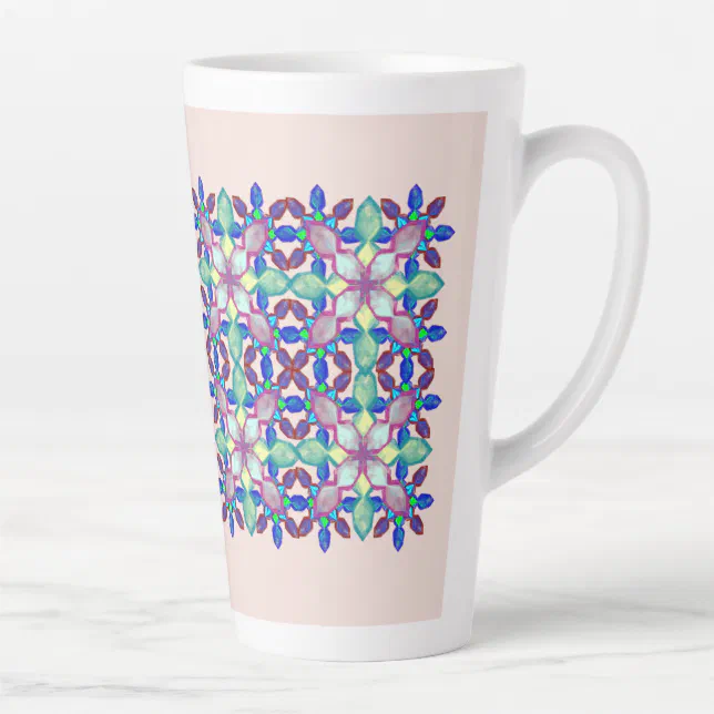 Unstructured rosettes pink pattern pink latte mug