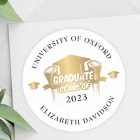 Modern Gold foil Script typography graduation Classic Round Sticker