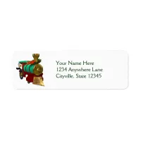 Cute Cartoon Penguin and Christmas Train Label