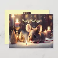 Cute mouse celebrates Christmas  - Holiday Card