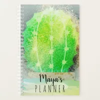 Modern Macro Watercolor Green Cactus Planner