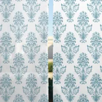 Aqua Damask Pattern Blackout Curtains