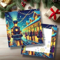 Vintage Train Station on Christmas Eve Personalize