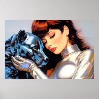 A Girl and Her Robot Dog airbrush art Poster