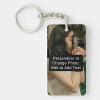 Custom Photo Name Monogram Text Acrylic Rec 1-Side Keychain