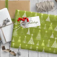 Sparkling Christmas Trees Pattern Green ID844 Wrapping Paper