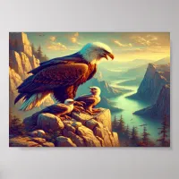 Majestic Eagle Capturing A Lake Trout 7"x5" Poster