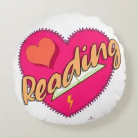 Reading Joy Book Sweetheart Love Motto Round Pillow