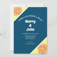 Floral blue navy Modern autumn wedding Invitation