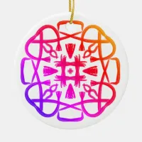Pink Clover Crisscross Mandala #21  Ceramic Ornament