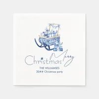 Minimalist Hygge Blue Christmas Santa Sleigh Napkins