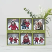 Festive Green 6-Photo Christmas Greetings | Family Holiday Card