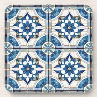 Ornate Moroccan Tile Pattern#4 Blue White ID1078 Beverage Coaster