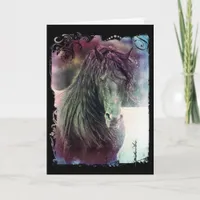 Friesian Stallion Grunge Birthday Card