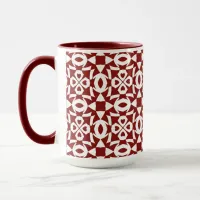 Geometric Christmas Pattern Red And White Coffee Mug
