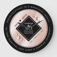 Elegant 46th Pearl Wedding Anniversary Celebration Large Clock