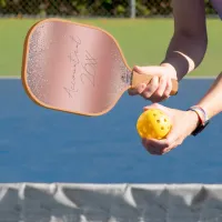 Rose Gold Brushed Metal Glitter Monogram | Carbon Fiber Pickleball Paddle