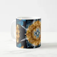 Cute Mandala Design on black with Gold & Silver  Coffee Mug