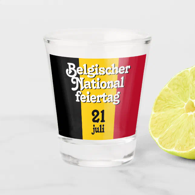 German Belgischer Nationalfeiertag Belgian Flag Shot Glass