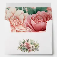 Dusty Rose, Mint Green, and Blush Floral Envelope